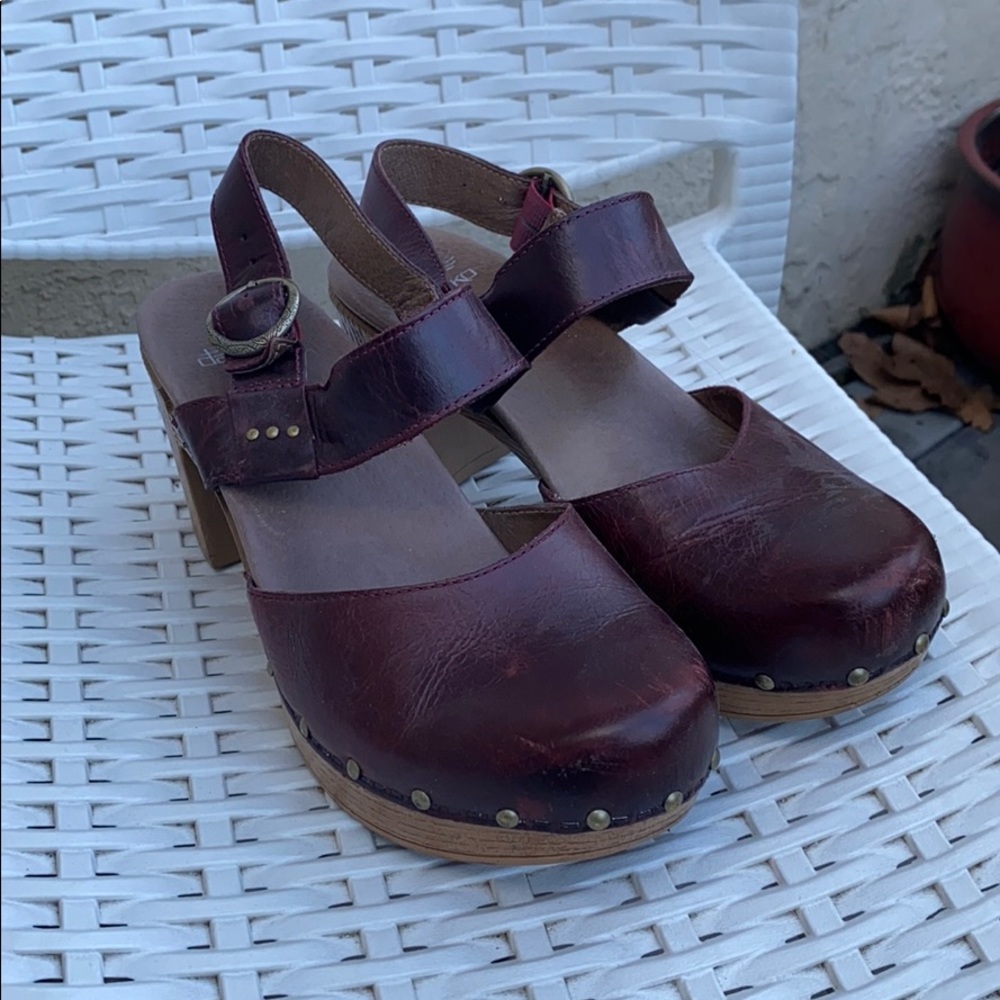 Maroon Dansko clog heels
